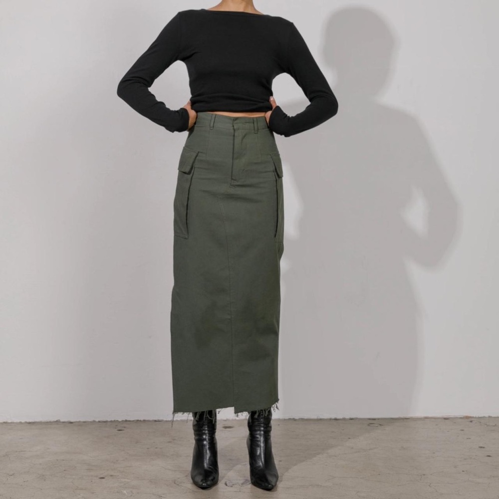 Local European Olive Green Women's Maxi Skirt